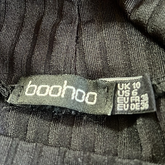 Boohoo Black Ribbed Long Sleeve Stretch Dress - Picture 4 of 7